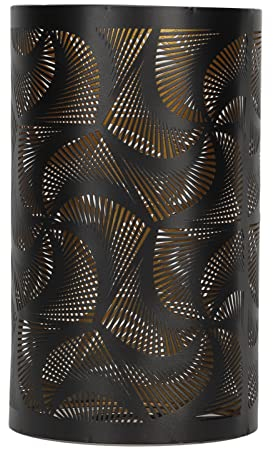 Schwarz Geschnittener, Großer Trommel-aus Metall, Fass-Metall-Lampenschirm, Lichtschirm-Abdeckung, Dekorativer Nachttisch-Lampenschirm,Für Tischlampe Und Stehleuchte, Für E2