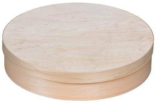 Boîte ronde en bois avec couvercle, revêtement alimentaire sur parois intérieures : maison, cuisine, rangement, loisir créatif, personnalisable, alimentaire, boîte à camembert (33x8cm) - à l'unité