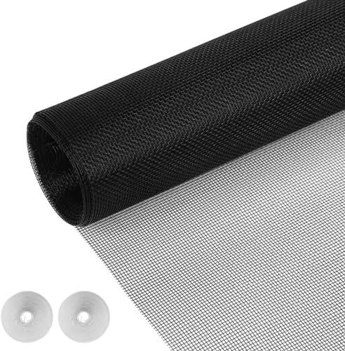 Fly Screens for Windows 120cm x 250cm with 7.5m Velcro Universal Fiberglass Window Screen Insect Mesh High Density Door and Window Fly Screens for Keep Bugs/Flys/Mosquitoes Outut (Black)