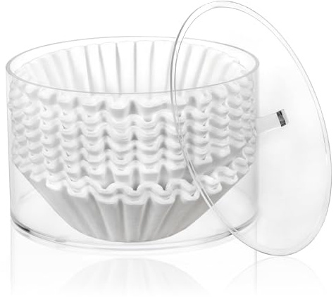 Peohud Coffee Filter Holder, Acrylic Coffee Pod Holder with Lid, Reusable Coffee Filter Storage Container, Stylish Coffee Filter Dispenser for Coffee Bar, Kitchen Countertop