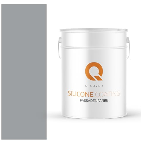 Q-COVER Fassadenfarbe 10 L Grau-blau Silikonharz Fassadenfarbe Außen Wandfarbe Wetterfest