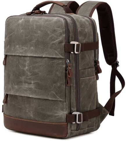 BOVIP Travel Backpack for Men, Carry On Backpack, Flight Approved Personal Item, 17 inch Laptop Backpack, Light Green