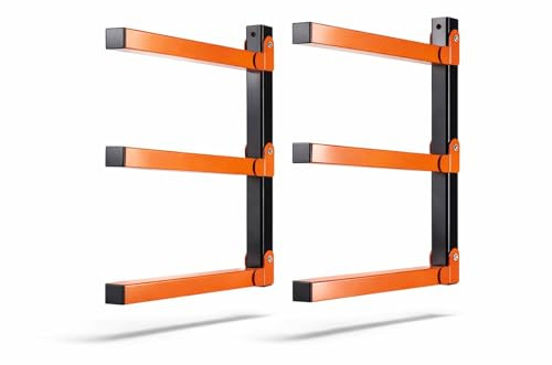 CEIEVER Wandhalterung Holz Organizer und Holzlagerung, Holzregal mit 3 Ebene Wandmontage Holzlagerregal 2 Stück Brennholzregal Feuerholzregal für drinnen und draußen