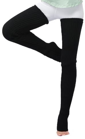 YAMEE Chaussettes de Yoga Chaudes pour Femmes Souples Flexible,Longs Tricotés Chaussettes Chauffe-jambes Jambières pour Ballet Fitness,Jambières Longues pour Femmes,Chaussettes Bottes Longues