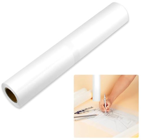 KYYGKY 31m x 46cm Transparentpapier Rolle Skizzenrolle Seidenpapier Malpapier Rolle Zeichenpapier Pauspapier Malpapier Rolle Skizzenpapier Tracing Paper Schnittmusterpapier für Zeichnen Skizzieren