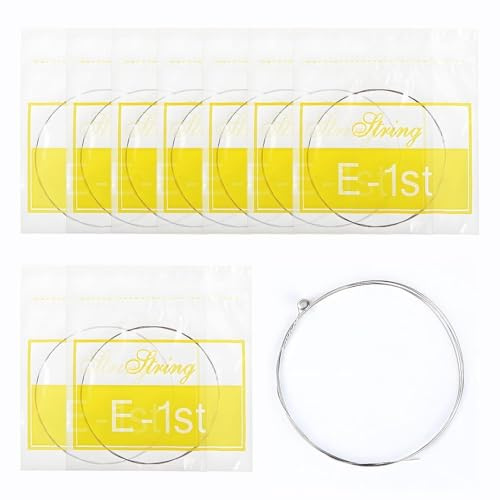 10 Pack Acoustic Guitar Strings, High E 1st Strings-Warm, Stainless Steel Replacement Strings for Acoustic Guitar