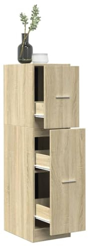 Mokuyary Armario farmacéutico de roble Sonoma, 30 x 41 x 118 cm, material de madera, para medicamentos