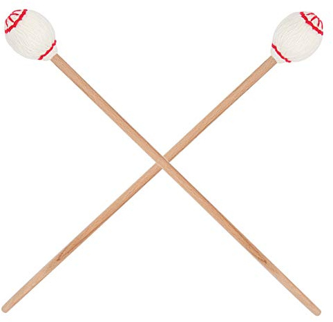 YDuupxe Marimba Klubbor, Slagverksklubbor med Ulllindade Huvuden med Lönnhandtag, 43 X 3 X 3 Cm, Sfäriska Garnhuvuden, 1 par för övningsspelare och Tangentbordslagverk (skallig trä stolpe)