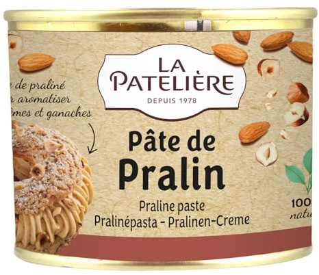 LA PALTELIERE Pâte de Pralin en boîte métal 200 g — pour aromatiser crèmes et ganaches, macarons et entremets - Lot de 2
