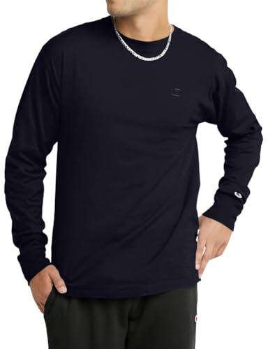 Champion mens Classic Jersey Long-sleeve Tee Shirt, Black, Large US
