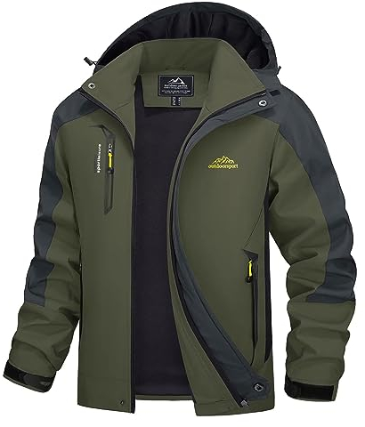 MAGCOMSEN Arbeitsjacke Herren Herbst Outdoorjacke Leichte Wanderjacke Wasserdicht Angeljacke Atmungsaktiv Allwetter Jacke Sport, Armeegrün L