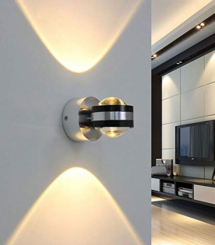 LED Wandleuchte Innen, Up and Down Leuchten Innen, 6W LED Up Down Effekt Wandlampe Glaskugel für Flur Schlafzimmer Nacht Home Loft Wohnzimmer, Warmweiß