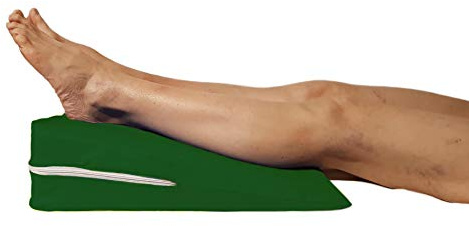 Vetrina del Benessere ALZAGAMBE -Verde- Cuscino a Cuneo Ortopedico per le Gambe e i Piedi Terapeutico per Ginocchia Rialzo Guanciale da Letto Antireflusso - Fodera in Cotone con Ampia Cerniera