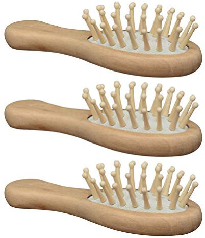 HEALLILY 1 set 3pcs Wooden Hair Brush Mini Bamboo Paddle Brush Airbag Combs Cushion Hair Brush Head Scalp Massage Comb