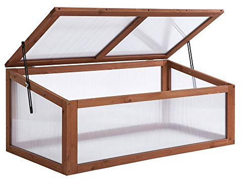 Outsunny Wooden Cold Frame Mini Greenhouse 39 x 26 x 16 Natural