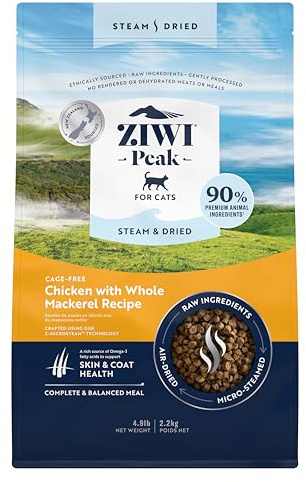 ZIWI Peak – Poulet séché sans Cage, maquereau Entier, 2,2 kg – Nourriture sèche Naturelle et Riche en protéines, Alternative Crue, sans céréales pour Chat