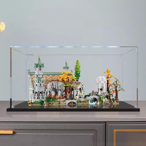 Yglophic Caja De Exhibición Acrílico Transparente para Lego 10316 Rivendell, Caja De Presentación para Coleccionables Caja De Presentación A Prueba De Polvo para Minifiguras (80*55*45cm A,2MM