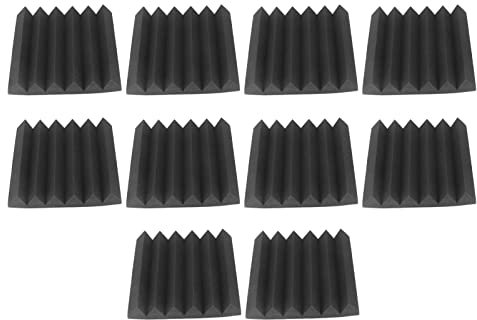 Mwrode 10Pcs Acoustic Panels Sound Absorbing Foam Soundproof Insulation Set Kit for Home Recording Studio Groove Decorative 3D Wall Panel