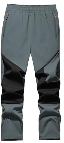 WILLIT Kinder Softshellhose Gefüttert Schneehose Thermohose Jungen Mädchen Skihose Winter Wasserdicht Wanderhose Winddicht mit 3 Taschen Dunkelgrau XS