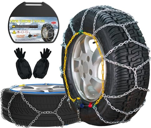 Catene da Neve Automatica, 2 Pezzi x 12 mm, Installazione Rapida di Catene da Neve in 1 Minuto con Tenditore Automatico, Catena Universale di Trazione per Auto, Pick-up e SUV(HKN 150)