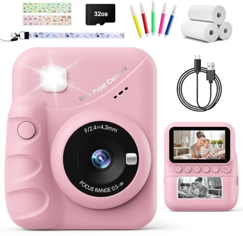 TIATUA Sofortbildkamera Kinder, 48MP 3.0 Zoll Bildschirm Kinderkamera Sofortbildkamera mit 32G Karte,Druckpapier, 1080P Kamera Sofortdruck, Geschenk für Kinder 3-12 Jahren