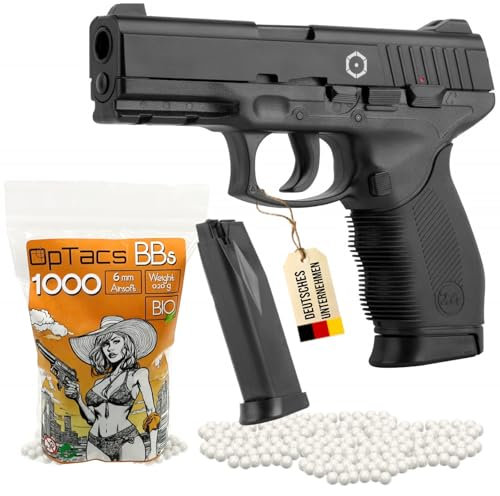 Set Airsoft Pistole Cybergun PT 24/7 Federdruck Softair 0,5 Joule 6 mm inkl. 1.000 Premium Bio BB's 0,20g Munition