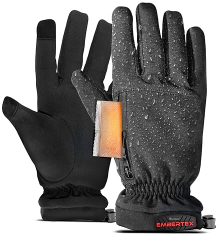 Rangland Beheizte Kinder Winterhandschuhe mit Handwärmerfach, dreilagig isoliert mit warmem Fleecefutter (-20F) inklusive 6 EmberTex Hot Packets, Touchscreen Tipps (Größe Small/Medium Alter 6-10)