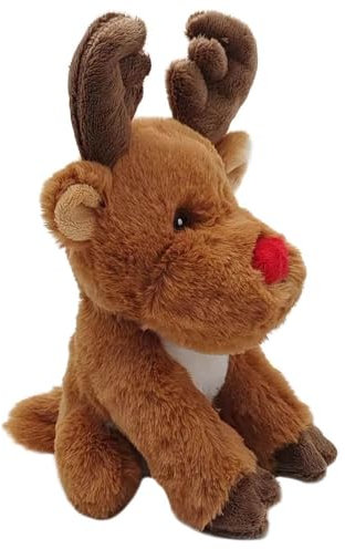 Wilberry - ECO Mini Red Nose Reindeer Soft toy - Ideal Plush Cuddly for Kids and Adults, Perfect for Christmas, Suitable from 12+ Months - 14cm