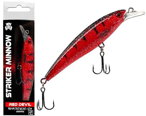 Wild Devil Baits Striker Minnow Wobbler Hardbait Kunstköder Raubfisch Köder Barsch Hecht Zander (Red Devil)