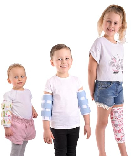 OrthoGaiter® Kids Arm & Leg Gaiters – Medically Approved Immobilising Sleeves for Rehab, Fixed Alignment & Self-Harm Reduction – Soft Breathable Padded Pair - Blue Pattern,Size Small