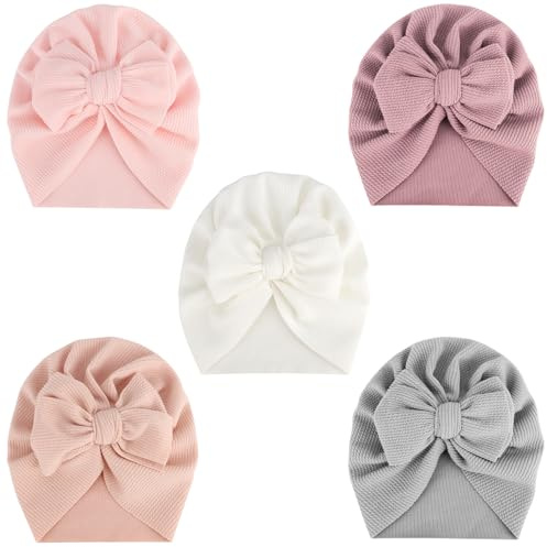 DRESHOW 5 PCS Sombreros y Gorras para Bebés Niño Niña Infantil Turbante Niño Bebé Nudo Sombrero Beanie Gorro