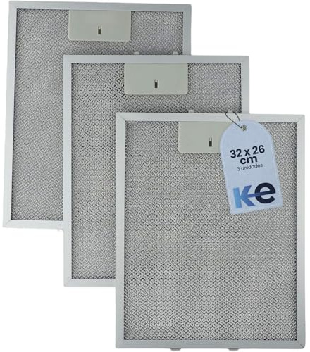Anakel Home Filtros de Campana Extractora 400472918 compatible con TEKA DM90 DM60 | 3 Unidades Filtro Metálico 32x26cm (Revisar Medidas entre Pestañas)
