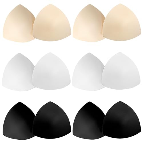 AYNKH 6 pares de insertos de sujetador extraíble, reutilizables engrosada suave Bikini relleno Inserciones Levantar el pecho Invisible Copas Deportes Sujetador Insertar para Bikini Top Traje de baño