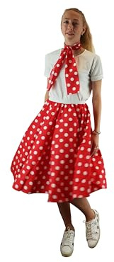 Gonna e sciarpa da donna a pois, con elastico in vita, gonna a cerchio intero, multicolore