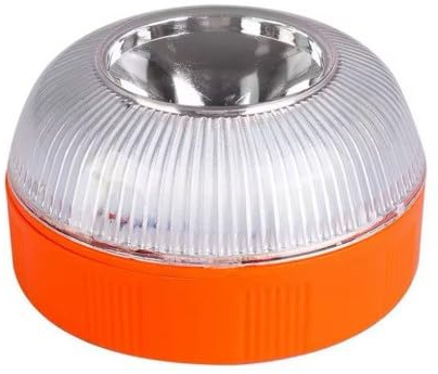 Genérico Luz de Emergencia V16 para Señalización en Carretera de Coche y Moto. Luz Amarilla Intermitente y Blanca Fija con Encendido Automático, Base Imantada y Batería Recargable. No GPS.