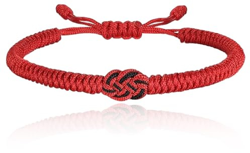 COONE bit tygarmband kvinnor män, vänskapsarmband lyckoarmband, rött handknuten armband tyg för vardagen, gåva (justerbar)