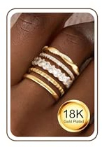 ZNBOH Ringe Gold Silber Damen 18K Vergoldete Wasserfest Goldene Ring Set Verlobungsring Stapelbar Statement Promise Daumenring Fingerring Goldring mit Zirkonia Schmuck für Frauen Mädchen Größe 52-62