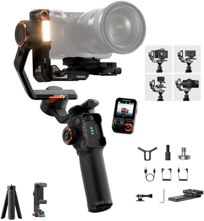 hohem iSteady MT3 PRO, 3-Axis Gimbal Stabilizer for Cameras Canon/Sony/Panasonic/Nikon/Fujifilm/GoPro/Smartphone, 2.5kg (5.51lbs) Payload, Camera Gimbal with AI Tracking, Detachable Remote