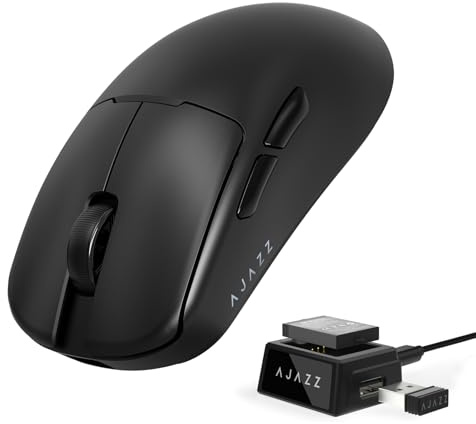 A.JAZZ AJ159V2MC Trådlös Spelmus, Tri-Mode BT/2.4G/Type-C Trådbunden, PixArt 3311 Optisk Sensor Med 24K DPI, 54g SUPERLIGHT, Utbytbart Batteri Datormöss, För PC/Mac/Laptop - Svart