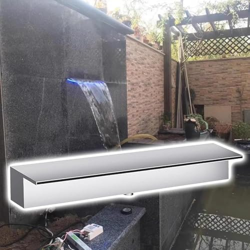 Vattenfallsavloppskit Korrugerade rör för utomhusbruk, rostfritt stål vattenfallsblad kaskadfontän - Rostbeständig avloppsskål för utomhus-/inomhuspooldekoration Elegant silverfinish