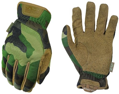 Mechanix Wear – FastFit Woodland Camo taktiska pekskärmshandskar (stor, kamouflage) | TrekDry andningsbart material i kamouflagedesign, elastisk manschett; handflata i syntetiskt läder, hög fingerfärdighet