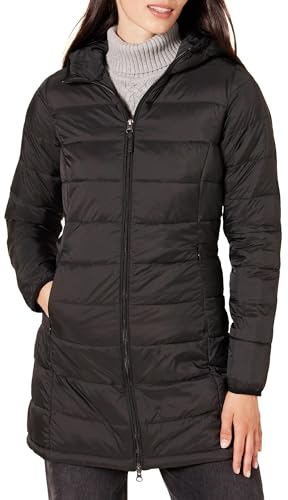 Amazon Essentials Lightweight Water-resistant Packable Puffer Coat, Abrigo Mujer, Negro (black), Large