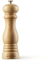 Le Creuset Classic Adjustable Salt Mill Grinder, Durable Beechwood, Anti-Corrosion, 40g, 21 cm Natural Finish, 96002000687000, Wood