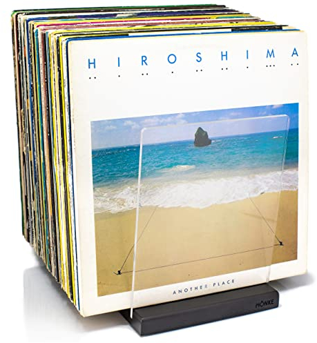 MÖNKE Premium Vinyl Record Storage - a Mid-Century Style Record Holder, 60 LP Capacity - Complements Any Decor (Black)