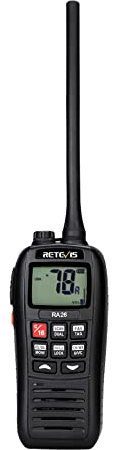 Retevis RA26 Handheld VHF Marine Radio, IP67 Waterproof Walkie Talkie, Floating, 88 Channels USB Charging, Marine VHF Radio for Boat, International (Black, 1 Pcs)