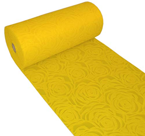 Dekoflor Tischband Tischläufer Tischdeko einzigartiges Rosen Design (Wasserfest, Lotuseffekt, samtige Oberfläche, 25 m Rolle, 30 cm Breite, 100% Nylon), Gelb