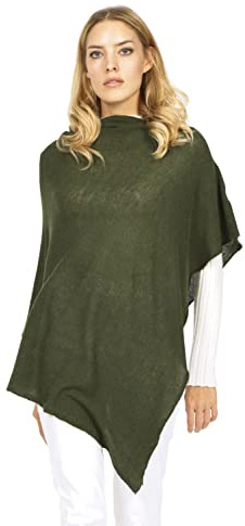 Marine Cashmere - Poncho de Cachemira para Mujer de Mezcla de Cachemira, Delicado y Suave, Made IN Italy (Acebo)