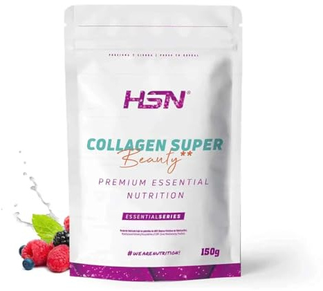 HSN Colágeno Hidrolizado Super Beauty | Frutos Rojos 150g | 10g Colágeno por Dosis Diaria | Fitoceramidas (Ceramosides™), Ácido Hialurónico, ALTO contenido Vitaminas y Minerales | No-GMO, Sin Gluten