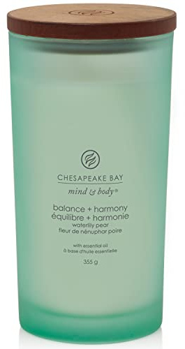 Chesapeake Bay Scented Candle | Balance + Harmony (Water Lily Pear) Large Tumbler Aromatherapy Candle | Long Burning Candles: up to 82 Hours | Mind & Body Collection | Gifts for Women