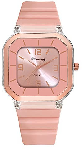 Armbanduhr Breit Herren Veret Armband Quarz Damen Zifferblatt Damen Simples Uhr Silikon Digitaluhr Uhr Mode Damenuhr Armbanduhr Verkleinern (Orange pink-1, One Size)